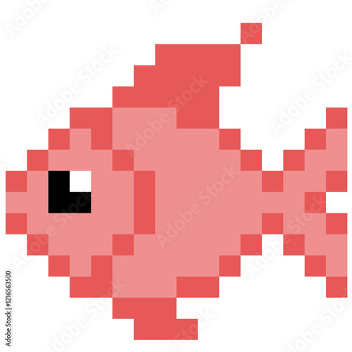 red fish in pixel art