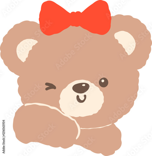 Cute Retro Valentine Teddy Bear face with bow tie