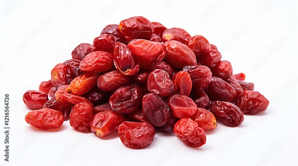Dried red berries displayed on a white surface showcasing vibrant colors and textures Dried red berries displayed on a white surface showcasing vibrant colors and textures