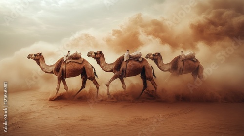 Desert Camel Caravan Dust Storm Travel photo