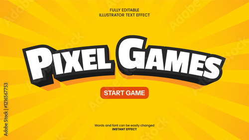 A vibrant 3D editable text effect designed for retro gaming, arcade themes, and playful designs. Fully customizable in Illustrator with instant text and font adjustments, perfect for logos, & banners.