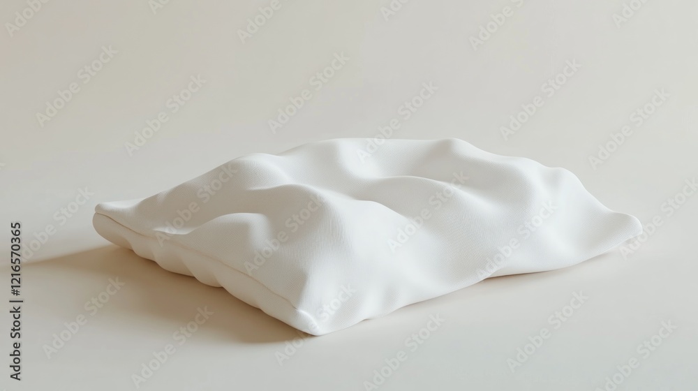 White pillow, textured surface, neutral background, relaxation concept, website design White pillow, textured surface, neutral background, relaxation concept, website design