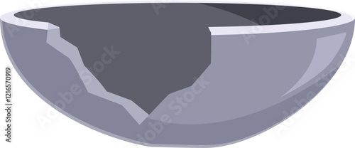 Grey broken empty bowl representing poverty, famine, and lack of resources