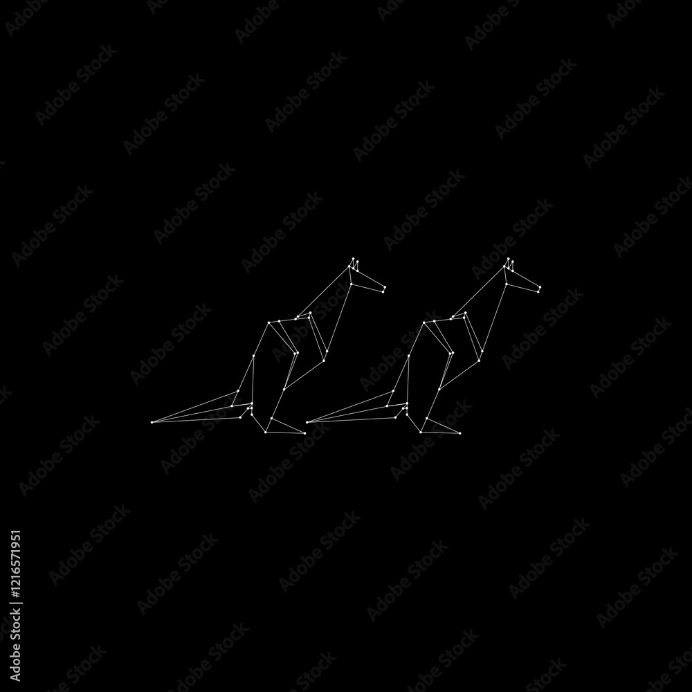 Pair Kangaroo Polygonal Lines, can use for Logo, Pictogram, Animal Figure, Website, Apps, or Graphic Design Element. Vector Illustration Pair Kangaroo Polygonal Lines, can use for Logo, Pictogram, Animal Figure, Website, Apps, or Graphic Design Element. Vector Illustration