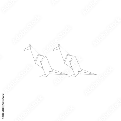 Pair Kangaroo Polygonal Lines, can use for Logo, Pictogram, Animal Figure, Website, Apps, or Graphic Design Element. Vector Illustration