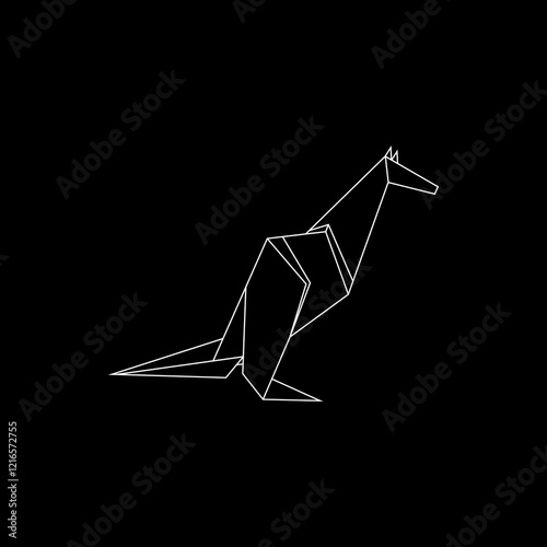 Kangaroo Polygonal Lines, can use for Logo, Pictogram, Animal Figure, Website, Apps, or Graphic Design Element. Vector Illustration