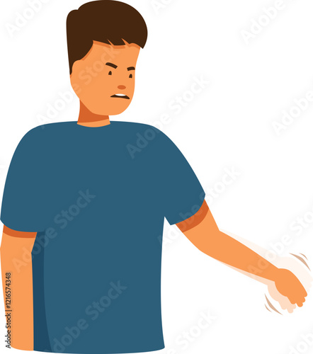 Teenager showing refusal gesture with angry face expression, disagreement and disapproval, conflict and crisis communication concept