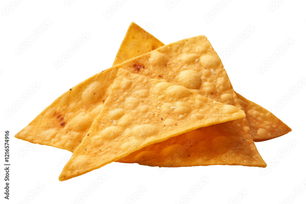 Crispy tortilla chips stacked in pyramid shape, lightly salted and golden. Perfect for snacking or dipping, isolated on transparent background. Crispy tortilla chips stacked in pyramid shape, lightly salted and golden. Perfect for snacking or dipping, isolated on transparent background.
