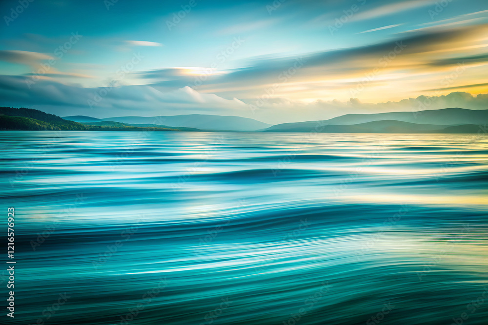 Obraz premium Serene ocean waves with soft colors and gentle movement at sunset