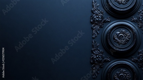 Dark Blue Background With Ornate Decorative Molding