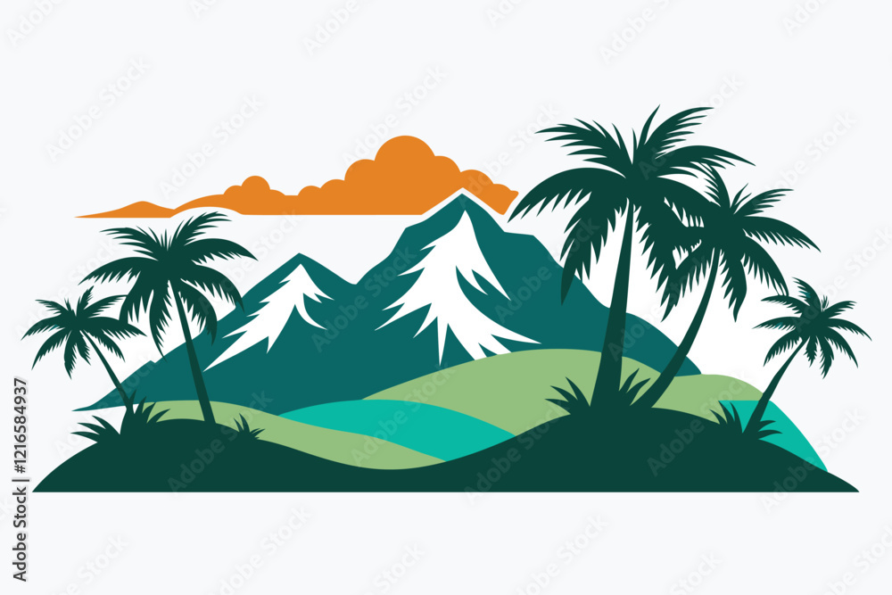 Obraz premium A Scenic Escape Bron Mountain, Palms & Valley C.eps