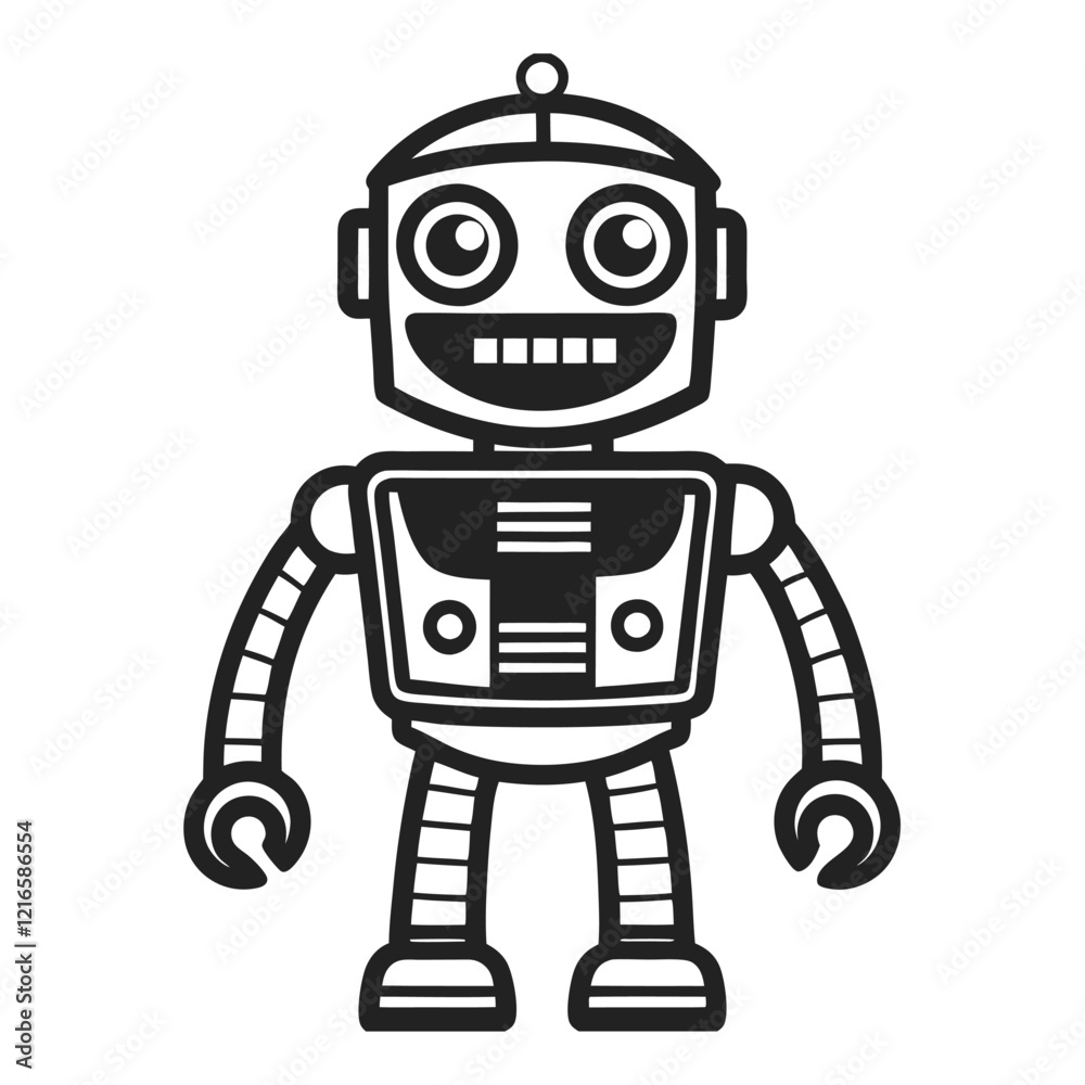 Quirky Robot With Clean Lines And A Friendly High Quality Editable Vector Design and illustration Quirky Robot With Clean Lines And A Friendly High Quality Editable Vector Design and illustration