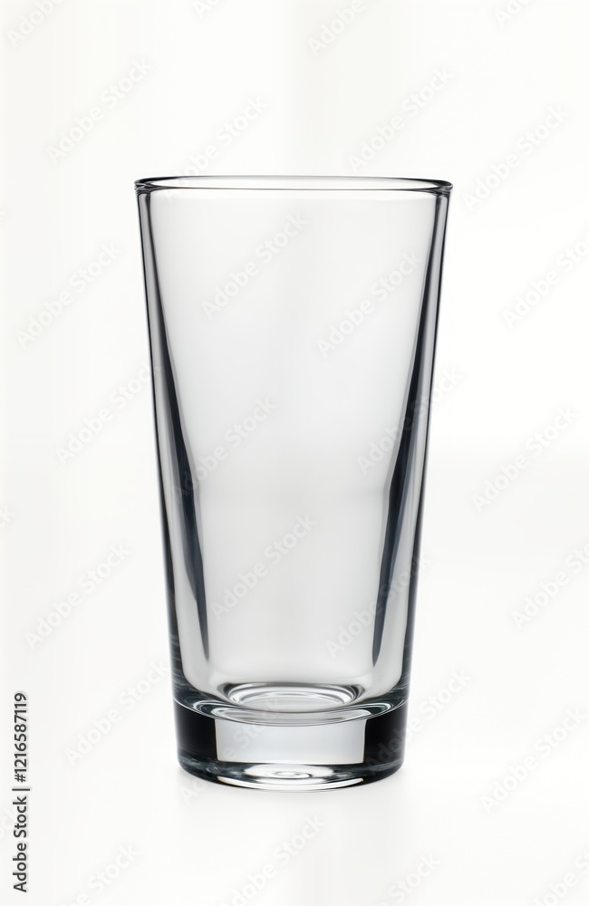 Empty drinking glass on white background. Glass clear, transparent. Simple design. Image ideal for glassware. Glass perfect for use in food, drink content. Glass looks clean, new. High quality photo Empty drinking glass on white background. Glass clear, transparent. Simple design. Image ideal for glassware. Glass perfect for use in food, drink content. Glass looks clean, new. High quality photo