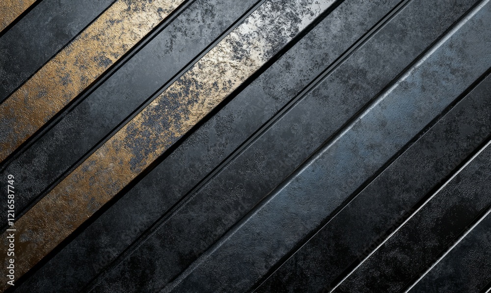 Industrial Style Metal Stripe Pattern on Black Background, textured, abstract, modern Industrial Style Metal Stripe Pattern on Black Background, textured, abstract, modern