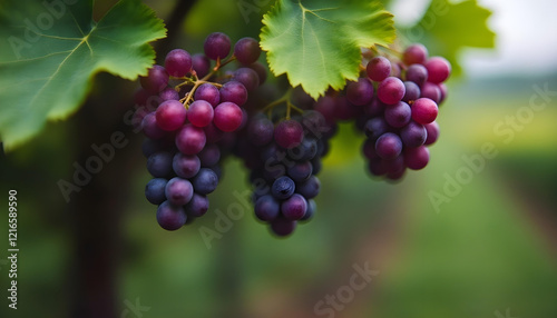 Wallpaper Mural Racimos de uvas en el viñedo y efecto borroso desenfocado mágico Torontodigital.ca