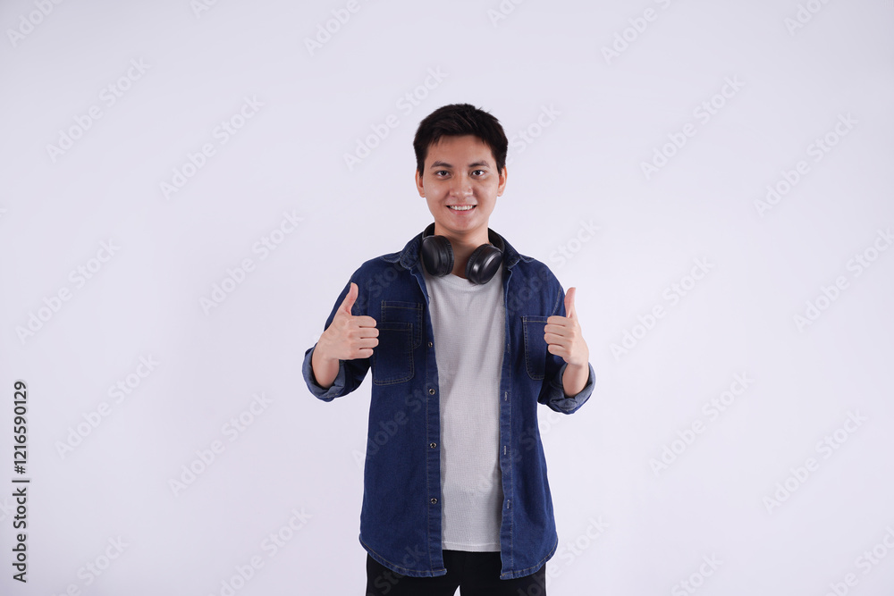 Fototapeta premium Full body image of a young man posing on a white background