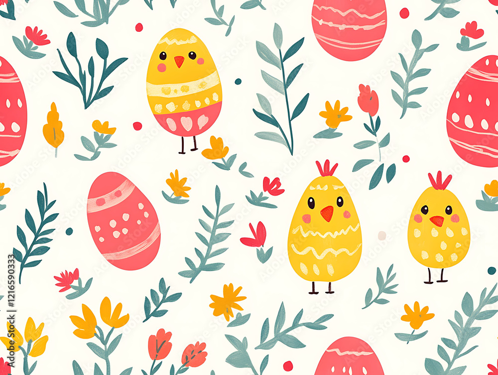 Easter Chick and Egg Springtime Pattern. Easter Chick and Egg Springtime Pattern.
