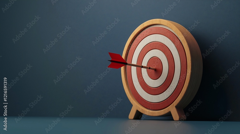 Dart arrow on a dartboard symbol of determination, focus on goals and reaching target Dart arrow on a dartboard symbol of determination, focus on goals and reaching target