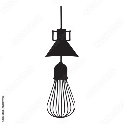 Pendant Lamp Silhouette with Cage Shade Design