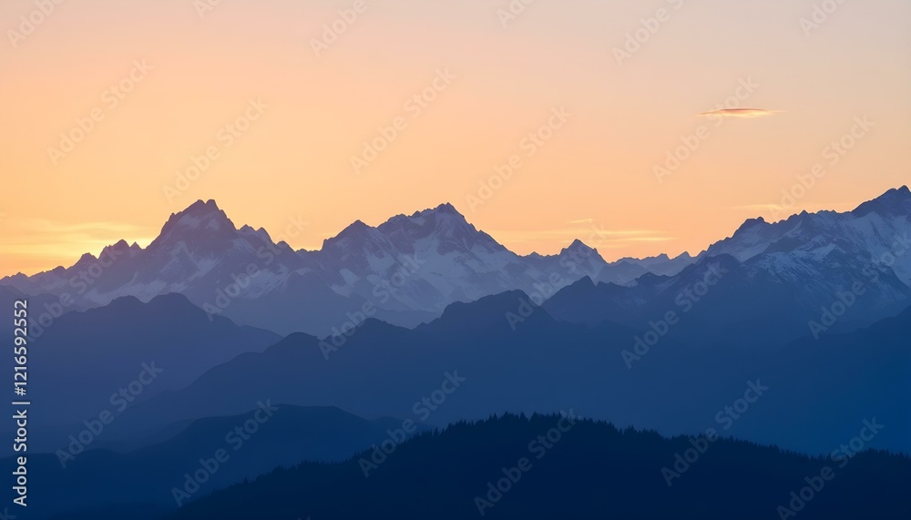 Obraz premium Mountain landscape at sunset