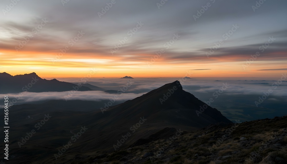 Obraz premium Mountain landscape at sunset