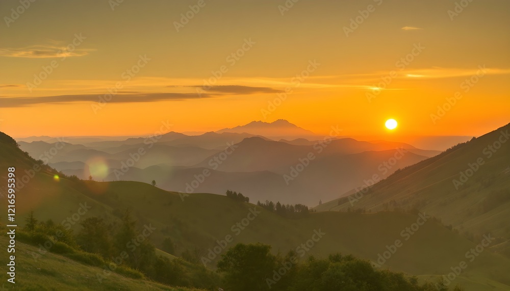 Fototapeta premium Mountain landscape at sunset