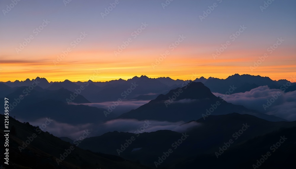 Fototapeta premium Mountain landscape at sunset