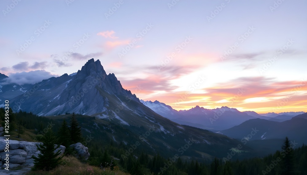Fototapeta premium Mountain landscape at sunset