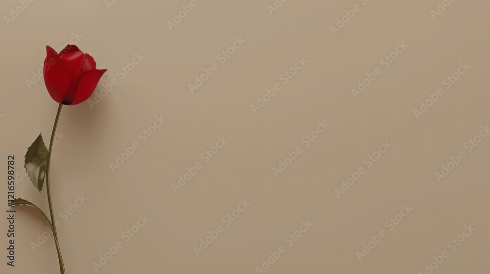 Fototapeta premium Wilted Tulip With Drooping Petals Symbolizes the Fleeting Nature of Beauty in a Serene and Minimalistic Setting