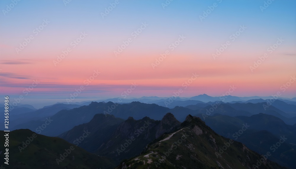 Obraz premium Mountain landscape at sunset