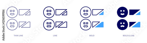Customer reviews icon in 4 different styles. Thin Line, Line, Bold, and Bold Line. Duotone style. Editable stroke