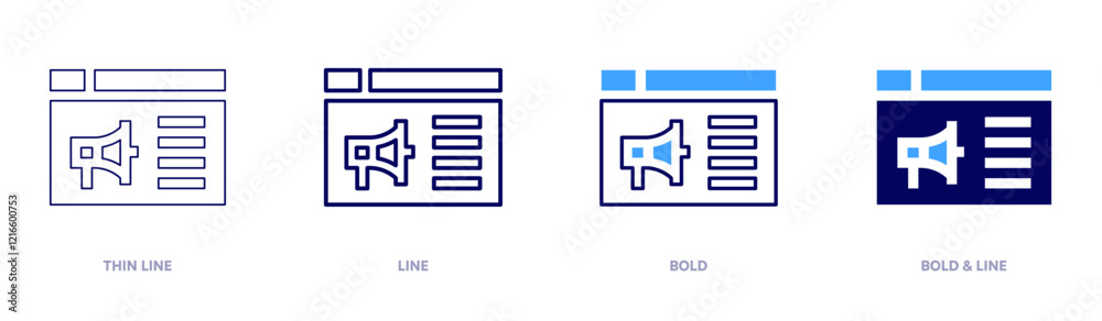 Marketing agency icon in 4 different styles. Thin Line, Line, Bold, and Bold Line. Duotone style. Editable stroke Marketing agency icon in 4 different styles. Thin Line, Line, Bold, and Bold Line. Duotone style. Editable stroke