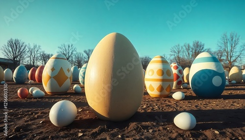 Giant Pastel Eggs: A Whimsical Springtime Display photo