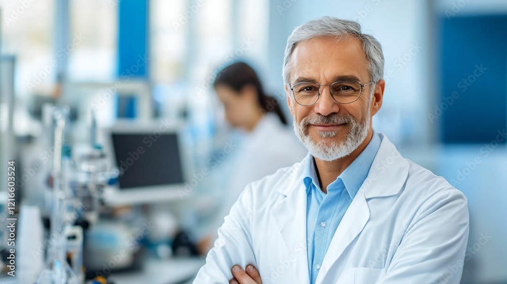 Confident Senior Scientist In A Laboratory Room Confident Senior Scientist In A Laboratory Room