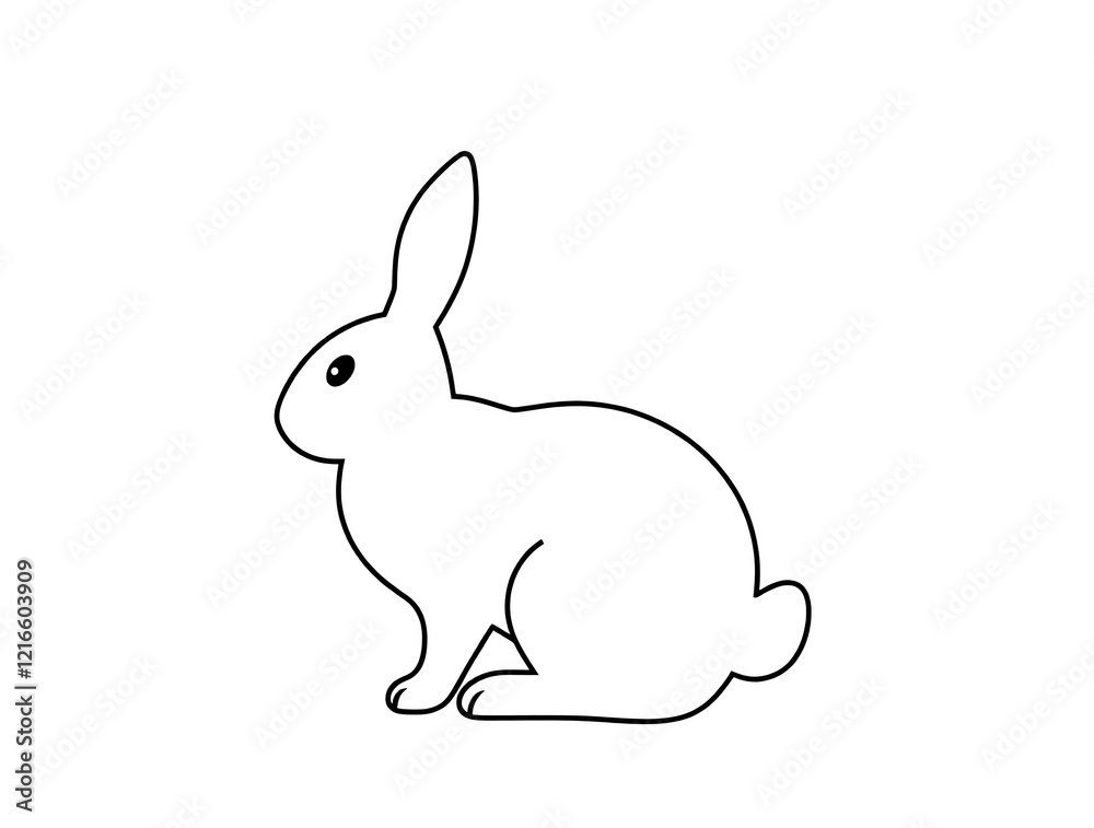 Fototapeta premium Cute Bunny Rabbit Line Art Illustration