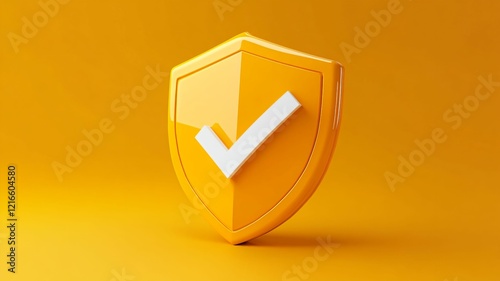 Approved Shield  with a checkmark on a yellow background