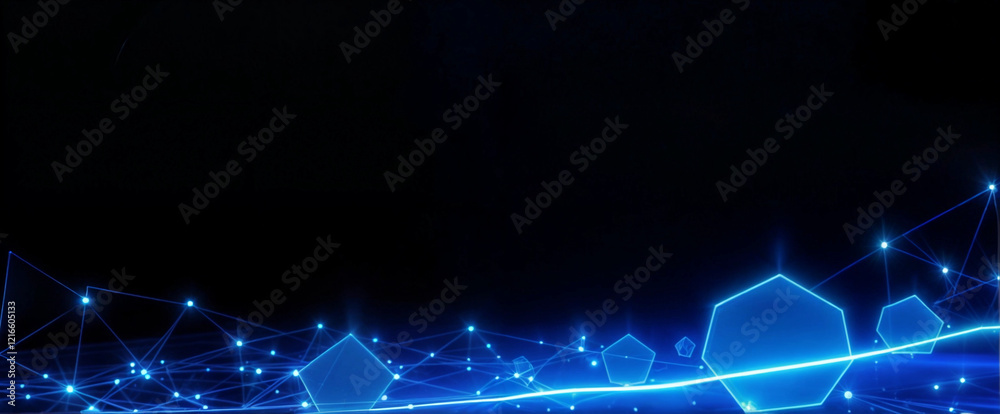 Fototapeta premium A glowing blue hexagonal grid representing a futuristic digital network and high-tech connectivity.