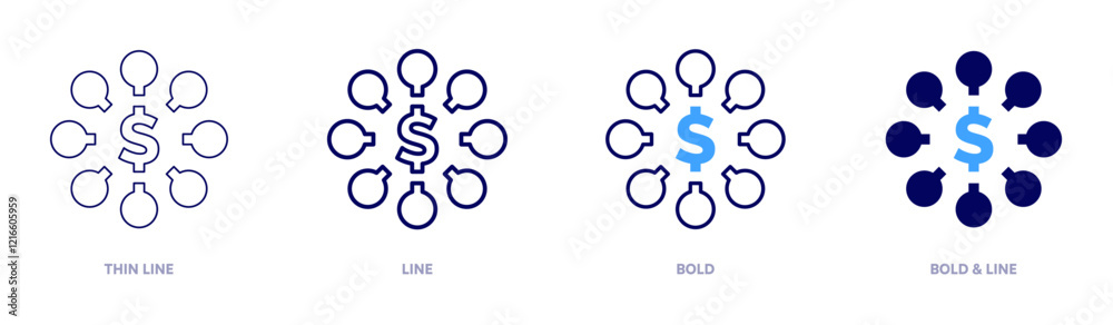 Paid marketing icon in 4 different styles. Thin Line, Line, Bold, and Bold Line. Duotone style. Editable stroke Paid marketing icon in 4 different styles. Thin Line, Line, Bold, and Bold Line. Duotone style. Editable stroke
