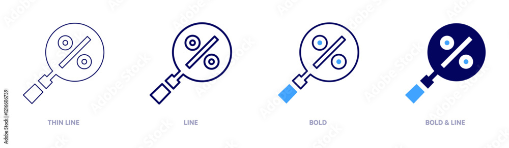 Search icon in 4 different styles. Thin Line, Line, Bold, and Bold Line. Duotone style. Editable stroke
