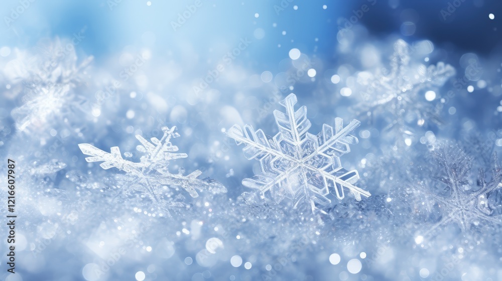 White Sparkling Ice Texture with Snowflakes on a Soft Blue Background Featuring a Magical Winter Wonderland Scene White Sparkling Ice Texture with Snowflakes on a Soft Blue Background Featuring a Magical Winter Wonderland Scene
