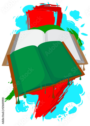 Book graffiti. Abstract modern street art decoration performed in urban painting style.