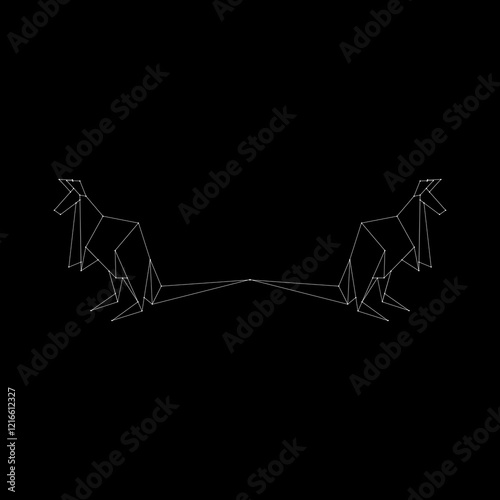  Pair Kangaroo Polygonal Lines, can use for Logo, Pictogram, Animal Figure, Website, Apps, or Graphic Design Element. Vector Illustration