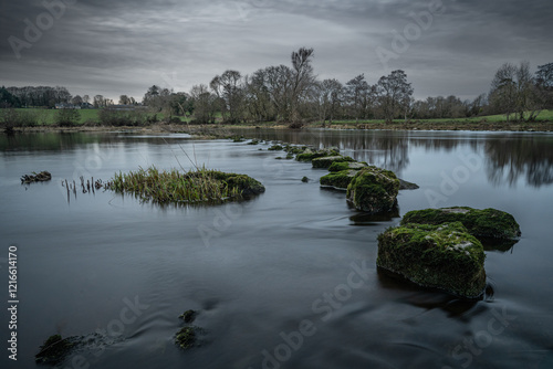 The River Shannon at Castleconnell.  This rocks were put in place most likely to protect the Salmon spawning beds.