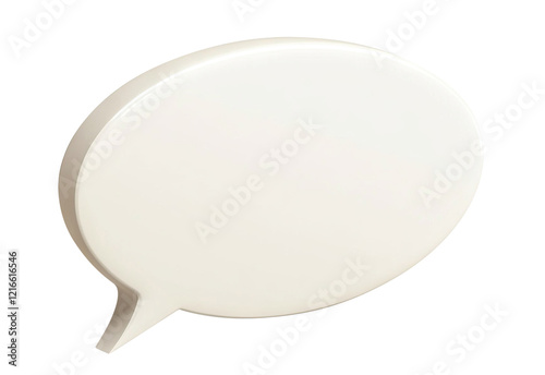 White speech bubble in oval shape, isolated on transparent cutout background