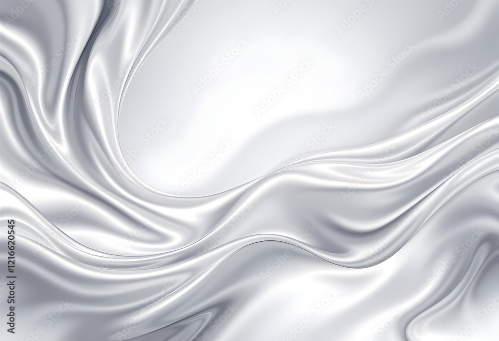 Fototapeta premium Silver Silk Drapery: Elegant, Flowing Curves in a Serene Abstract