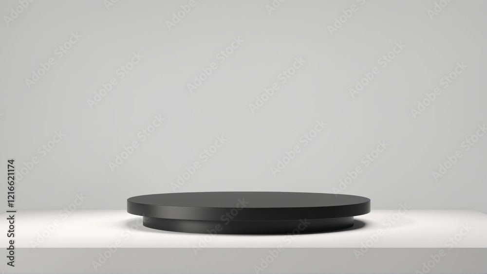 Black podium on white surface Black podium on white surface