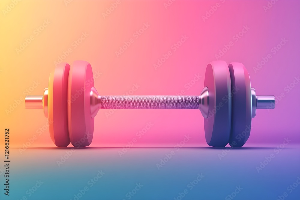 Minimalist dumbbell icon with soft glowing edges on a clean gradient background. Minimalist dumbbell icon with soft glowing edges on a clean gradient background.