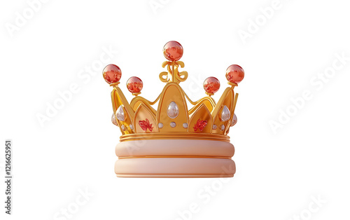 Cartoon crown in the white background, 3d rendering.