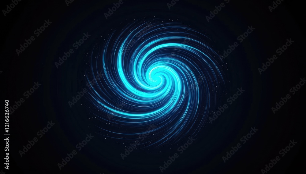 Abstract swirling blue vortex design on a dark background, suggesting movement and energy flow