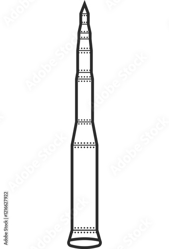 Intercontinental ballistic missile, nuclear weapon, LGM-30 Minuteman icon line black color.